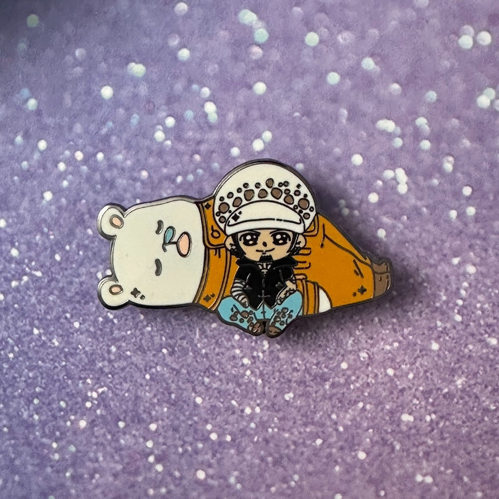 One Piece Law and Sleeping Bepo Enamel Pin