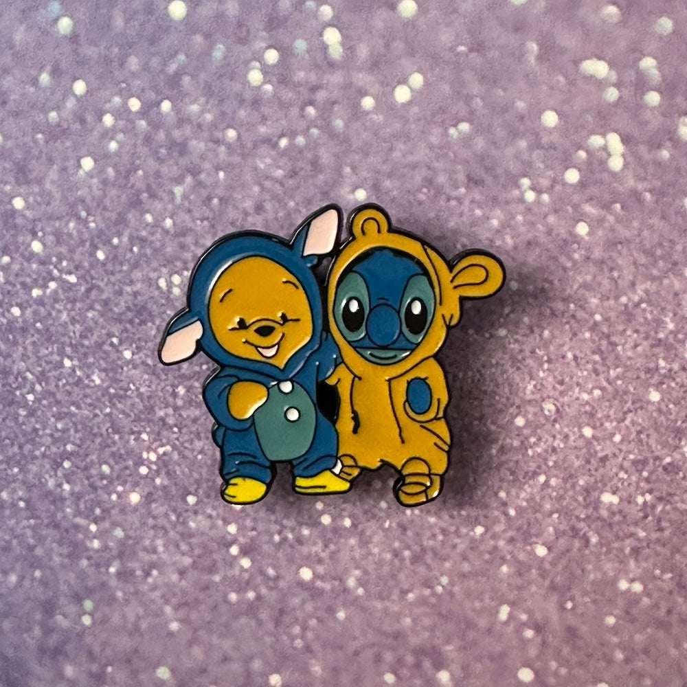 Winnie The Pooh and Stitch Enamel Pin