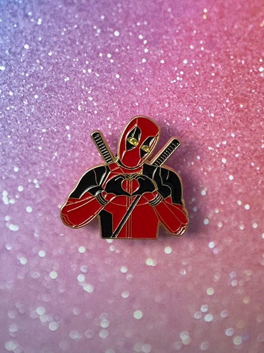 Marvel Deadpool Heart Sign Enamel Pin